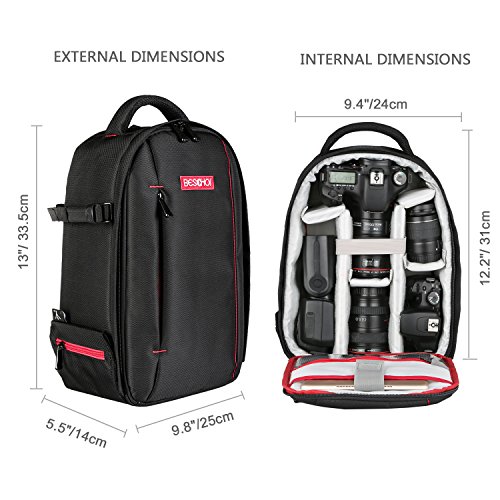 Ofertas Para Beschoi - Mochila para Cámara Réflex y Accesorios, Mochila Viaje Impermeable para Canon Nikon Sony Pentax Cámara DSLR y Tableta Portátil, S en Amazon