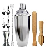 - Entrega de contenido: 1* Shaker 700ml, 1* Glasses alimentadores (15 ml / 30 ml) 1* Madera Muddler Swizzle Stick (madera Muddler para la trituración de frutas, menta etc ...), 1* mezcla de cuchara, 1* exprimidor, 4* vertedor de vino