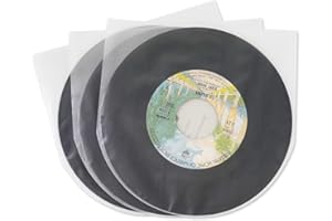 ANDICAGE 50PCS LP Vinyl Record Inner Sleeves 10 Inches Translucent Anti Static Plastic Round Bottom Protective Covers for Vinyl Records