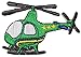 Produktbild Unbekannt Bügelbild - Helikopter / Flugzeug - grün - 6,5 cm * 4,3 cm - Aufnäher Applikation - Kinder Jungen - Flugzeuge / Reise - Flugreise Hubschrauber - Flieger