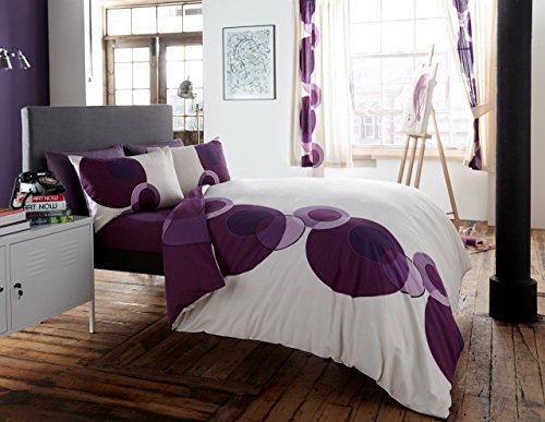 Think Louder Luxury Complete Set Bedding Duvet Quilt Cover Set Single Double & King Size Solo Cream/Purple Double