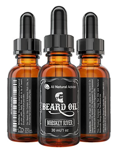 Beard Oil - All-Natural and Organic Leave-In Conditioner for Men with Beards and Mustache - Smooth Touch Feels Better than Wax - Anti-Itch / Anti-Inflammatory - 100% Satisfaction Guaranteed! 5 New Scents to Choose From! - Works great as a substitute for shaving cream! (Whisky River)