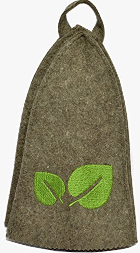 hochwertige Saunamütze / Saunahut / Saunakappe aus Filz (Sauna Zubehör) Hut Mütze Kappe Kopfbedeckung für die Sauna (Birkenblatt) - 5