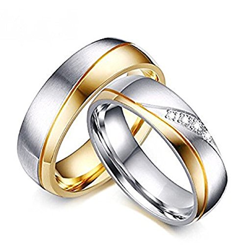 6mm Edelstahl 18k Partnerringe Silber Kristall für Mann und Frau Trend 2017 Verlobungsringe Eheringe Partnerringe Unisex (Frau, 1,9 cm)