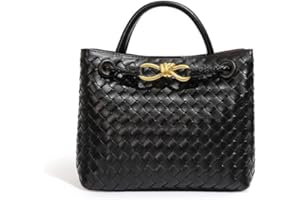 UKETO Gewebte Tasche Damen Retro Hobo-Taschen für Damen, Gewebte Tragetasche Gewebte PU Leder Umhängetasche modische Gewebte Geldbörsen Tragetasche Handtasche