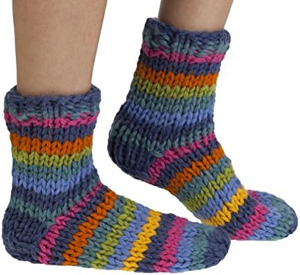 Riobamba warm handmade wool bed/sofa sock, blue | Pachamama Fairtrade