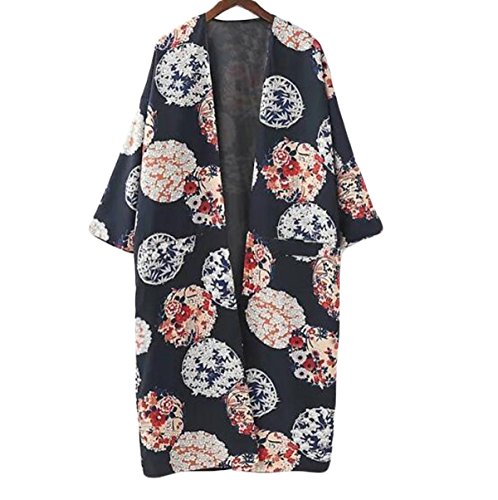 Preisvergleich Produktbild Frühlingsmode Gedruckt Kimono Schalwollmantel Und Lange Abschnitte,Black-M