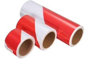 SUCAN 1PCS 5cm / 10cm / 20cm Trafic Nuit De Sécurité D'avertissement Bandes Réfléchissantes Biais Blanc Rouge Autocollant De Bande