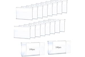 Niciksty 100 pezzi Espositore in Plastica Trasparente Porta Prezzi per Negozio Mensole Prezzi Etichetta di Prezzo Segni di Merce Prodotto Mensola per Supermercato Bottega