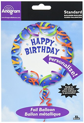 Preisvergleich Produktbild Anagram International Luftballon, Happy Birthday, personalisierbar, 45,7 cm
