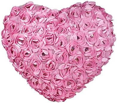 SUNYOU Heart Cushion, Soft Heart Shape Pillow Gift for Friends/Children Home Decoration (Pink Rose)