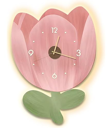 Orologio Da Parete Mnsruu Con Fiori Rosa Turchese - Silenzioso, 24 Cm, Acrilico, Per Cucina, Soggiorno, Camera Da Letto