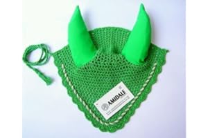 Amidale Ear Net Crochet Fly Veil Equestrian Horse With Piping Green Green Pony
