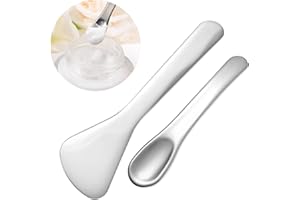 HJZHII 2 szt. szpatułki kosmetyczne ze stali nierdzewnej mini łyżki do makijażu, szpatułka, krem pod oczy, aplikator, maska na twarz, pielęgnacja skóry, łopatka do mieszania