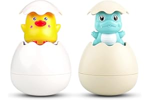 GEWDW 2PCS Baby Bath Toys, Spray Water Bathing Toy, Floating Sprinkle Egg Bathtub Shower Kids Toys for Toddlers 6 Months, 1, 2, 3 Years Old Boys Girls Easter Gift (A)