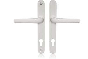 SCHLOSSER TECHNIK XFORT : Poignée de porte UROS en PVC et blanc (PZ 92mm, 211mm distance entre les trous de vis, 243mm au total) Longue plaque arrière en aluminium, poignée de porte d'entrée en PVC