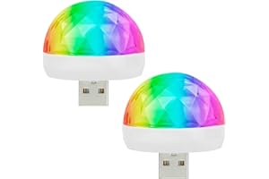 WATACHE 2 Pacchi Mini Luci da Discoteca USB, Mini Luce Stroboscopica Portatile, Luce dell'Atmosfera per Auto a LED Multicolore, Adatta per Feste di Natale, Piscina, Club, Feste da Ballo, Compleanno