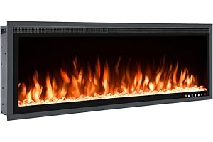 Wärme Firebox Panoramic 42-42"/107cm Slim Frame Recessed Media Wall Inset Electric Fireplace with Multi Flame Colours 1400W/1600W (42")