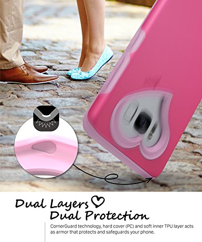 Vena Funda Galaxy S8 Plus  Carcasa  vLove   En Forma de coraz  n   Protecci  n de Doble Capa  Cubierta de Parachoques h  brida para Samsung Galaxy S8   Rosas Fuertes Rosa 