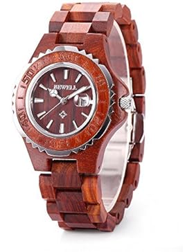 GBlife BEWELL ZS - 100BL Holz Armbanduhr Herrenuhr Quarzwerk Datumsanzeige Retro Stil