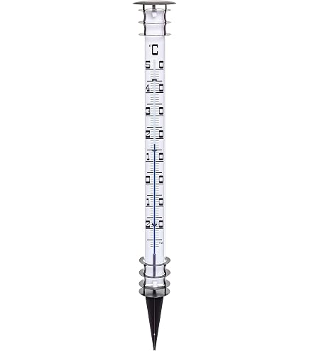 TFA Dostmann Central Park Termometro Da Giardino Analogico, 137 Cm, Alluminio Argentato, Resistente