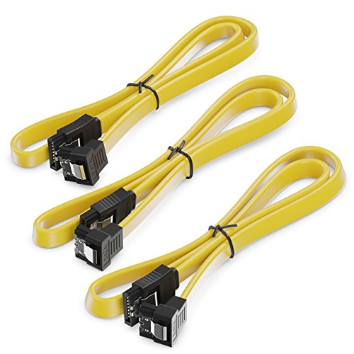 SET – 3x deleyCON [0,5m] S-ATA 3 Kabel – PREMIUM SATA 3 HDD / SSD Datenkabel mit Clip – 1x Stecker gerade zu 1x Stecker 90° – Übertragungsraten bis zu 6 GBit/s – flexibles PREMIUM S-ATA 3 Kabel – schnelle und sichere Datenübertragung – passgenaue, stabile Stecker mit Verriegelung – abwärtskompatibel – Länge: 50cm / Farbe: Gelb - 4