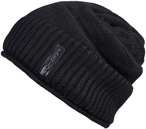 Unisex Fashion Knitted Cap Woven Pattern Beanie Hat with Soft Fleece Lining(Pack of 3), black