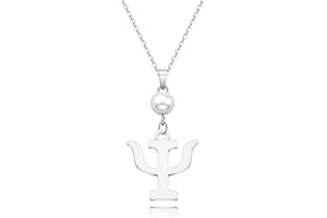 CWXLGH Psi Symbol Necklace Earring Greek Letter Jewelry Psychology Psychiatry Psi Symbol Gift Alphabet Necklace Earring Medical Sign Jewelry