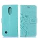 Produktbild LG K10 ( 2017 ) Hülle, LG K10 ( 2017 ) Schutzhülle, Alfort Carving Lederhülle Fashion Design Premium PU Leder Hohe Qualität Tasche Case Cover Kasten Abdeckung Wallet für LG K10 ( 2017 ) 5.2" Smartphone Funktion Standfunktion Unterstützte Telefone und Magnetverschluss mit Schmetterling ( Grün )