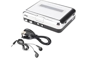 Tiiyee Lettore Cassette Audio, Convertitore Cassette Audio in MP3 CD, Kit di Trasferimento per Registratore a Cassette Portatile Lettore Musicassette Musicale Flash e Lettore con Cuffiette e Cavo USB