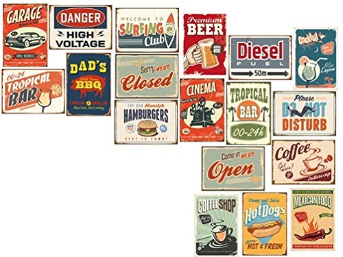 18x Stück Wandsticker Aufkleber Wand im Vintage Design