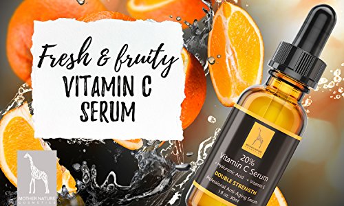 Vitamin C Serum – Mother Nature® | – für Gesicht || Hautpflege gegen fettige, trockene Haut, Falten, Altersflecken & Akne || Porenverfeinerer inkl. Hyaluronsäure, Vitamin E & Ferulasäure || 30ml - 3