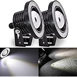 TUINCYN 3.5 Inch LED Fog Light White COB Halo Angel Eye Rings Used for Daytime Running Light DRL Car Driving Lights Projector Unversal RGB LED DC 12V-16V 3200 Lumens (Pack of 2)