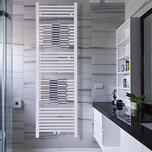 Preisvergleich Produktbild COSTWAY Handtuchwärmer Warmwasser, Badheizkörper gerade, Handtuchheizung Badezimmer, Handtuchheizkörper weiß, Handtuchtrockner Bad, Handtuchhalter Heizung (1600 x 500mm)