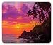 Produktbild Ocean Mouse Pad, Exotic View of Tropical Beach by The Ocean with Palms and Waves Toward The Rocks, Standard Size Rectangle Non-Slip Rubber Mousepad, Purple Orange 9.8 X 11.8 inch
