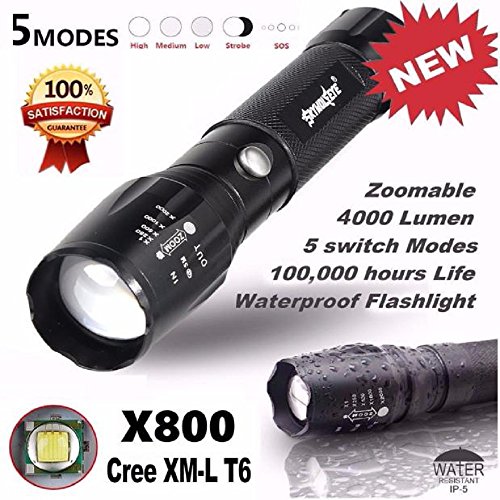 Amcool LED Taschenlampe G700 5000 Lumen 800 Zoom Super Hell Militär Mini Taschenlampen Flashlight Schwarz - 2