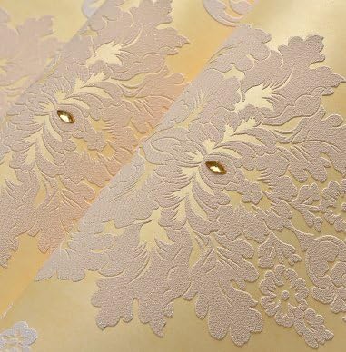 BABYQUEEN Continental non-woven cloth wallpaper 3d Damascus bedroom living room TV den background wallpaper Rice Yellow