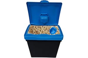 Chabrias Ltd Dry Winter Salt Storage Bin – Plastic Box Container with Blue Scoop & Lid – Weatherproof Grit, Rock Salt & De-Icer Storage (30 Litre)