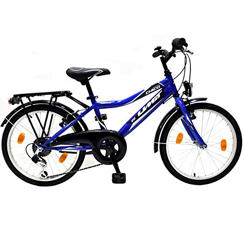 20 Zoll Kinderfahrrad 6-Gang Shimano mit Alufelgen und Beleuchtung EU-Produkt Farbe blau-schwarz Talson