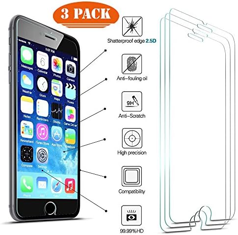 3 Pack Rexoo 3D iPhone 7 Glass GLASS PANEL TOUCH COMPATIBLE Hardened Protector Anti Oil Glass 9H Hardness Scratch 4.7 Inch 2014 Version (Lifetime Warranty)