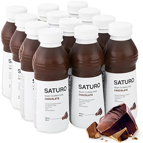 Saturo Meal Replacement Drink - Chocolate | Creamy Diet Shake with Protein, 27 Essential Vitamins and Minerals, Stay Fuller for Longer, 500 Milliliter Bottles, Pack of 18