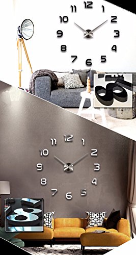 Muhsein® Wanduhr DIY 3D Modern Bürouhr für Wohnzimmer Schlafzimmer Home Decor (Silber) - 8