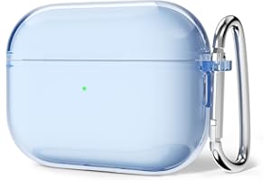 Svanove for Airpods Pro 2 Case Clear Hard Plastic, Transparent Simple Cute Airpods Pro 2nd Generation Case with Keychain, Y2k Aesthetic Trendy Airpods Cover Accessories for Women Girl, Light Blue