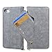 Produktbild elecfan iPhone 8 Handyhülle, iPhone 7 Schutzhülle, Leder Handytasche Case Hülle Geldbörse Brieftasche mit Kartenfach und Standfunktion Für Apple iPhone 7/8, Grau