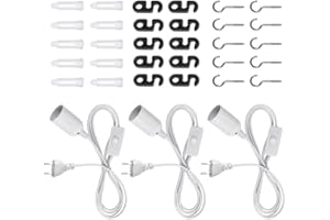 JOAASU Portalámparas E27 Con Interruptor y Cable 1.8 M, 3 Piezas, Bases Para Lámparas de Pie, Candelabro, Lámpara Creativa (Blanco)