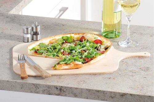 Kesper 64205 Flammkuchenbrett, helles Holz, Maße: 38 x 32 x 0.8 cm, Länge mit Griff: 52 cm - 2
