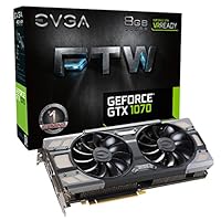 EVGA GeForce GTX 1070 FTW für die Win Gaming ACX 3.0 Kühlung 8 GB GDDR5 Speicher, PCI-e 3 Grafikkarte – Schwarz
