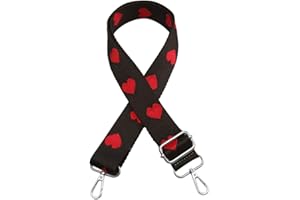 Santimon Correa Bandolera Asa Recambio Adjustable Lona Mujer Hombro Cincha Cadena con Hebilla para Bolsa Cartera Monedero Corazón(Negro)