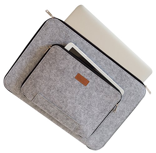 Laptop Tasche f  r 15 Zoll Laptop  Filztasche f  r Laptop  15 Zoll Notebook Tasche f  r Macbook Schutzh  lle   Zus  tzliches Fach au  en  Hellgrau Sch