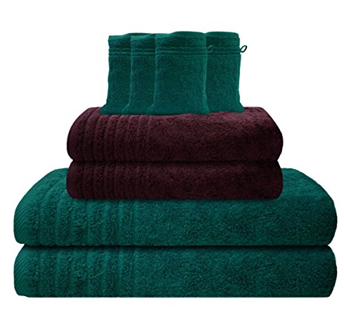 Gallant 6 tlg. Handtücher Set grün 4 Handtücher 50x100 cm 2 Duschtücher Badetücher 70x140 cm 100% Baumwolle Frottee Badetuch Duschtuch Handtuch Set grün apfelgrün